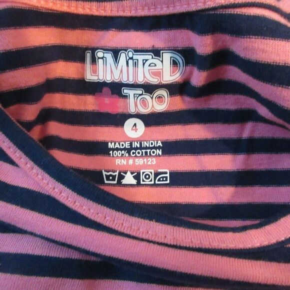 Limited Too Girls Sz 4 Set of three Long Sleeve Tees Stripe Solid Navy Pink - Picture 4 of 5